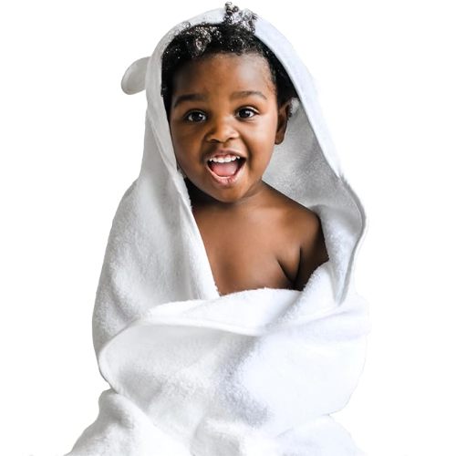 Natemia Hooded Baby Bath Towel - 100% Organic Cotton Baby Towels for Newborns, Toddlers, Boys, Girls - Soft Absorbent 450 GSM - Gentle on Sensitive Skin - Baby Shower Registry Gift (35" x 35")