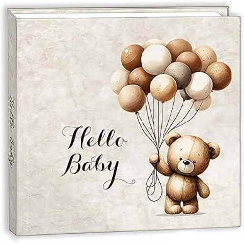 Baby Album and Memory Book Perfect for Boy or Girl, Teddy Bear Design Baby First 5 Years Baby Book, Baby Memory Book With Unique Pen, Hardcover With 90 Unique Pages Baby Milestone Book.