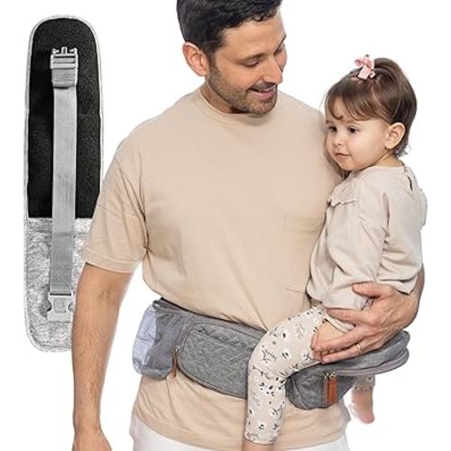 Baby Hip Seat Carrier Toddler – Ergonomic and Adjustable Baby Carrier Newborn to Toddler with Hip Seat – Belt Extender Included, Perfect for Plus Size Parents. Travel and Baby Essentials
