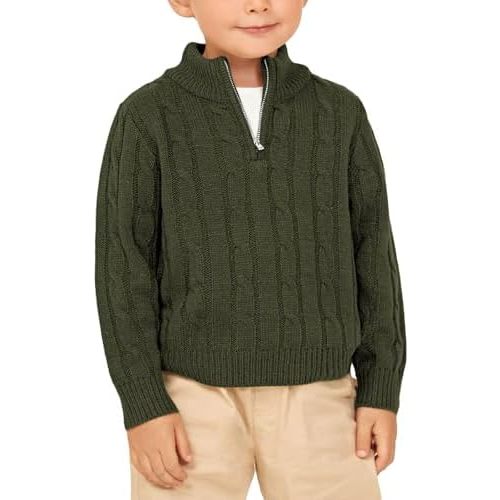 Zhaovi's Toddler Boys Sweater Baby Twisted Cable Knit 1/4 Zip Sweaters