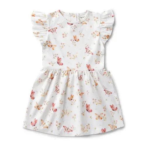 Snuggle Hunny Butterfly Short Sleeve Organic Dress | Baby Bunting AU