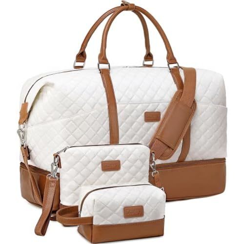 Weekender Bag, Large Travel Duffel Bag for Women, Carry on Overnight Bag with Shoe Compartment and Toiletry Bags