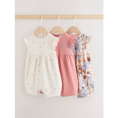 Lilac and Ecru Baby Rompers 3 Pack