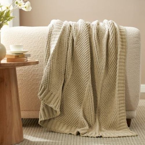 Chenille Knit Chunky Throw Blanket-Amelie Home