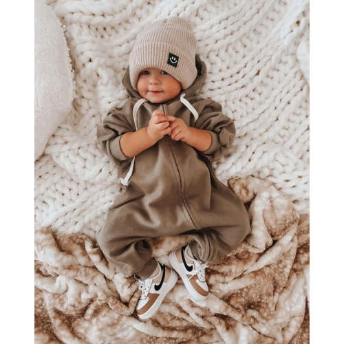 Solid color zip-up jumpsuit