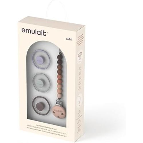 Emulait Baby Pacifier Set 6+ Month – 3-Pack Infant Pacifiers with Clip, Soft Silicone Binky for Newborns and Babies, Orthodontic Design for Comfort, Shower Gift, Boys and Girls