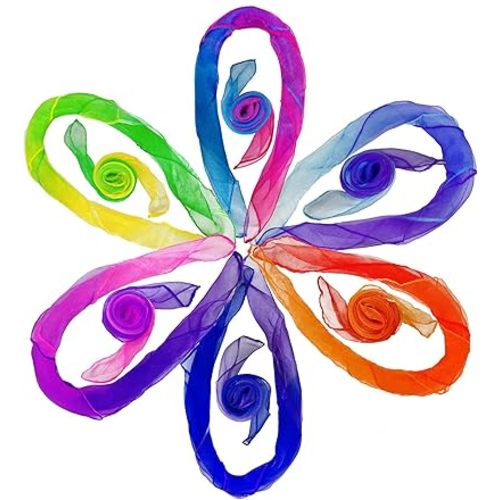 Dance Scarves for Kids: Juggling Scarves, 12 Pcs, 24" x 24", Toddler, Unisex, Multicolored, Rainbow Theme