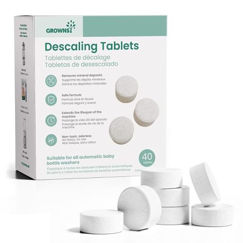 GROWNSY Descaling Tablets for Bottle Washers, 40 Count Descaler Tablets to Remove Limescale & Mineral Buildup, Compatible with Momcozy and Baby Brezza Baby Bottle Washer