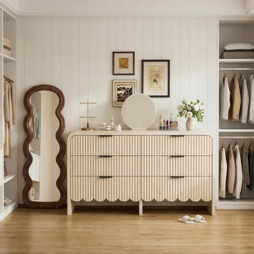 Trinx 6 Drawer Dresser with Fluted Wave Panel - Wayfair Canada