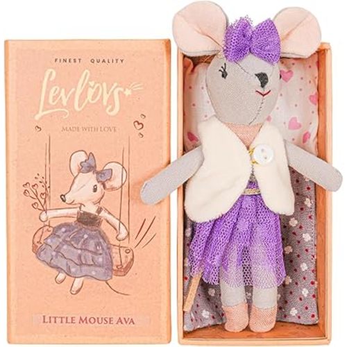 LEVLOVS Angelica Ballerina Doll Sissy Mouse in Box Mouse in a Box Baby Registry Gift inen Toy Plush Doll Plush Toy