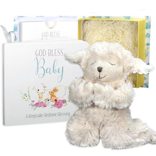 Tickle & Main Baby Praying Musical Lamb and Prayer Book Gift Set in Box, Baptism Gifts for Boys & Girls, Christening Gifts for Girls - Praying Stuffed Animal