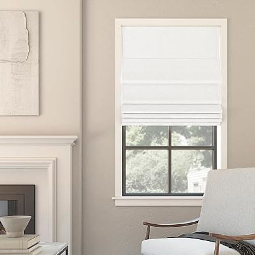 Sun Zero Seraphina Textured Total Blackout Cordless Roman Shade, 35" x 64", White