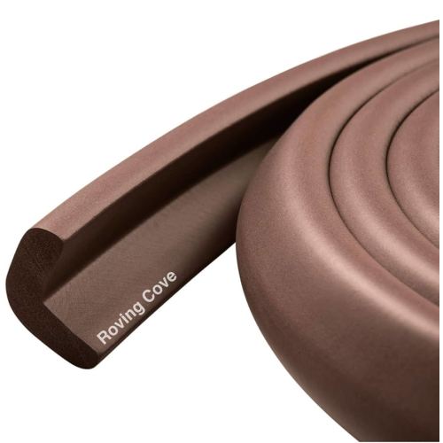 Roving Cove HeftyFit Edge Protector for Baby Proofing (6ft Large Edge Only), Heavy-Duty Soft Rubber Foam Furniture Edge Bumper Guards, Desk Edge Cushion, Wall Corner Covers, 3M Adhesive, Coffee Brown