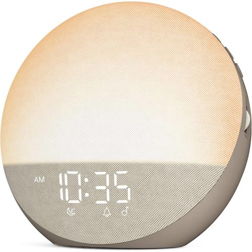 Sunrise Alarm Clock White Noise Machine: Natural Wake Up Light - Dimmable Clock with Bluetooth Speaker for Bedroom - 25 Sleep Sounds for Baby Adults Kids Cocoa