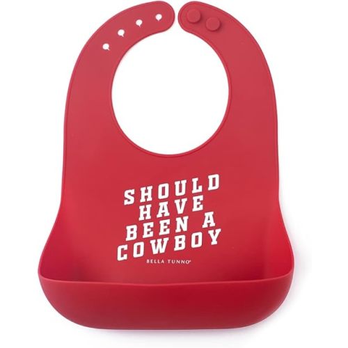Baby Bib for Eating by Bella Tunno, Waterproof Silicone Bib with Large Food Catcher, Adjustable Fit for Babies 4-12 months & Toddlers 1-3 Years, Boys & Girls, Should Have Been A Cowboy