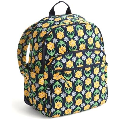 Vera Bradley Women's Premium Cotton Bancroft Backpack, Daffodils, One Size