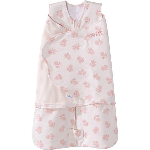 HALO 100% Cotton Sleepsack Swaddle, 3-Way Adjustable Wearable Blanket, TOG 1.5, Watercolor Rose Toss Blush, Newborn, 0-3 Months