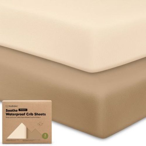 KeaBabies 2pk Soothe Waterproof Fitted Crib Sheets for Girl, Boy, 52x28 100% Organic Soft Cotton Crib Mattress Protector Sheet (Pecan)