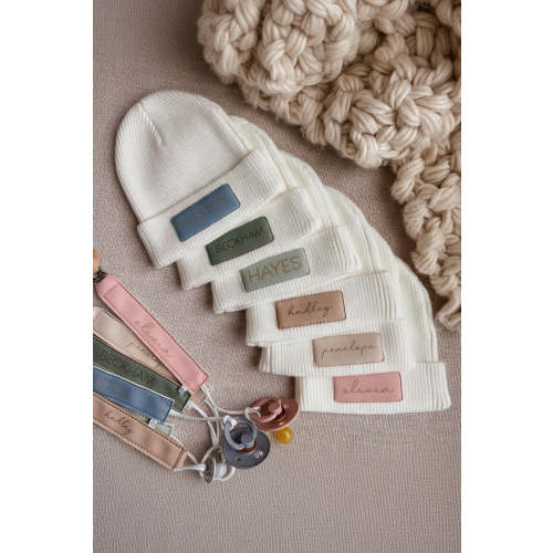 Personalized Leather Patch Beanie | All Colors – Caden Lane