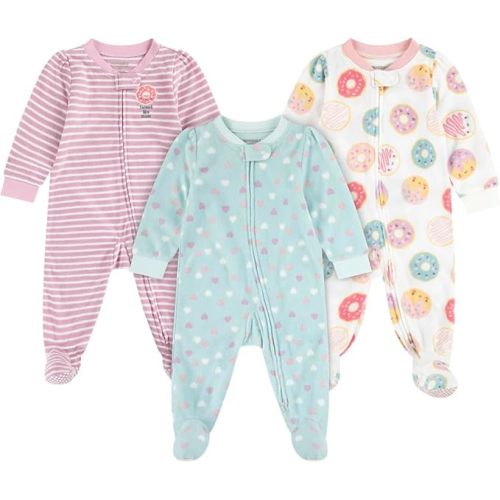 HUGGIES Unisex Baby 3-pack Footed Fleece Coverall Pajamas