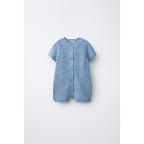 PEARL KNIT SHORT JUMPSUIT - Mid-blue | ZARA United States