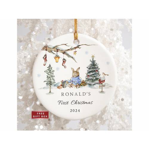 Babys first christmas ornament, personalized baby's first christmas ornament girl, ceramic christmas ornament for baby girl, new baby gift