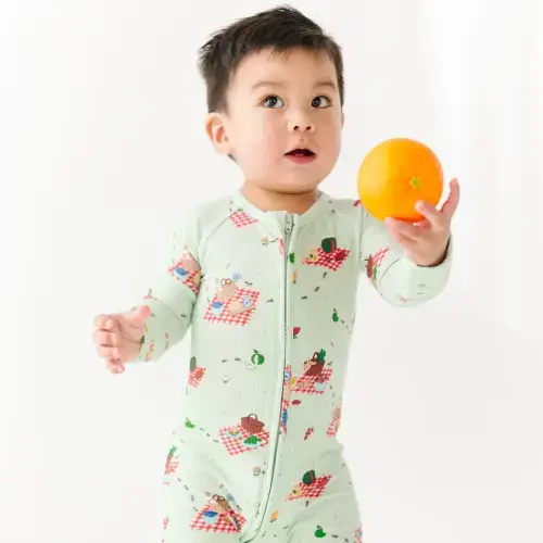 Summer Picnic Small Ribbed Zip Romper