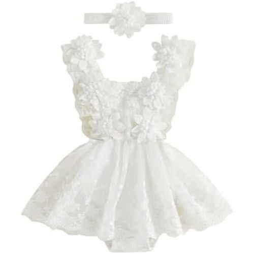 Karwuiio Newborn Baby Girl Romper Dress Infant Sleeveless Lace Floral Romper Bodysuit Baby Girl Summer Clothes Outfits
