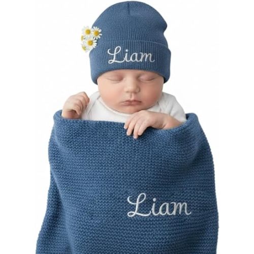 Custom Embroidered Woven Cotton Baby Blanket, 3 Sizes, Soft, Breathable and Durable, Ideal Newborn Gift for Boys and Girls, Great for Birthdays and Baby Showers