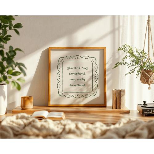 You Are My Sunshine Print, Hand Drawn Baby Room Nursery Decor, Digital PNG Download