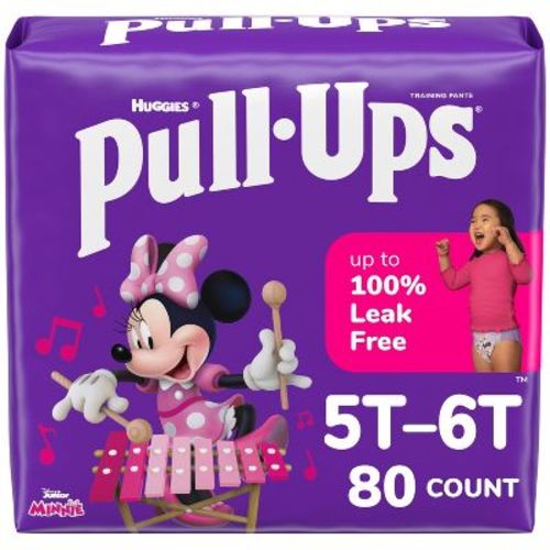 Pull-Ups Girls' Learning Designs Training Pants - Size 5T-6T - 80ct: Disposable, Wood Fluff Pulp, 46+ lbs Range