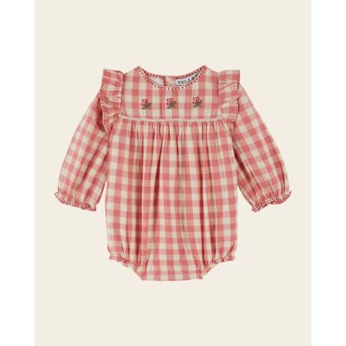 pink gingham check combibloomer