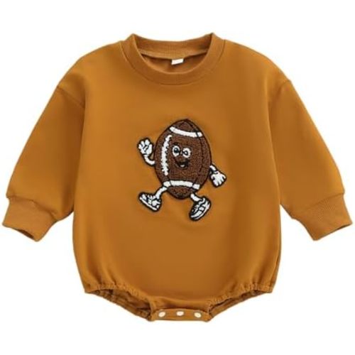 Baby Football Outfit Toddler Boy Girl Game Day Onesie Bubble Sweatshirt Romper Infant Fall Winter Clothes