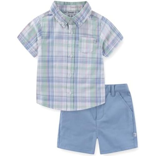 Sperry Baby Boys Woven Button Down Shirt and Short Set for Newborn and Infants