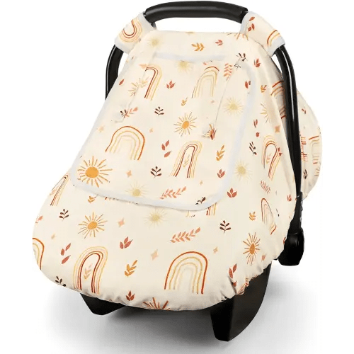 TANOFAR Car Seat Cover Baby, Winter Carseat Cover for Newborn, Infant Car Seat Cover with Windproof and Kick-Proof, Super Warm Plush Fleece Baby Carrier Cover for Infant Boys Girls (Rainbow)