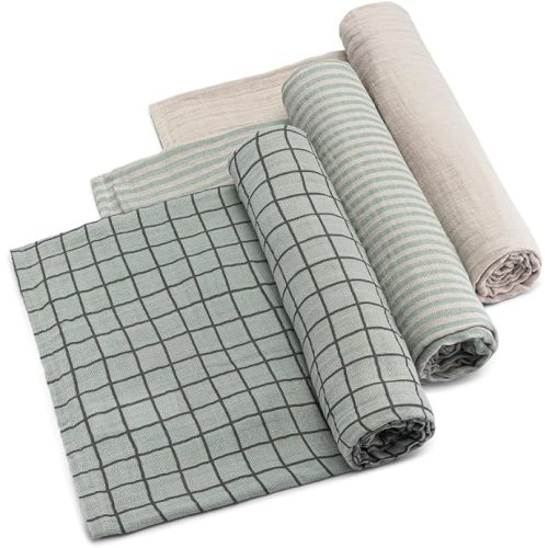 Parker Baby Swaddle Blankets - 3 Pack of 100% Cotton Muslin Swaddle Blankets for Baby Boys and Girls - Unisex/Gender Neutral - Sage