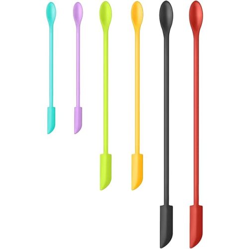 Silicone Spatula Set (6Pcs) - Mini Scraper Tool for Beauty & Food - Reach Every Last Drop, Multi-Size Spatulas for Makeup Jars, Lotion Bottles & Kitchen Containers​ (6 Color)