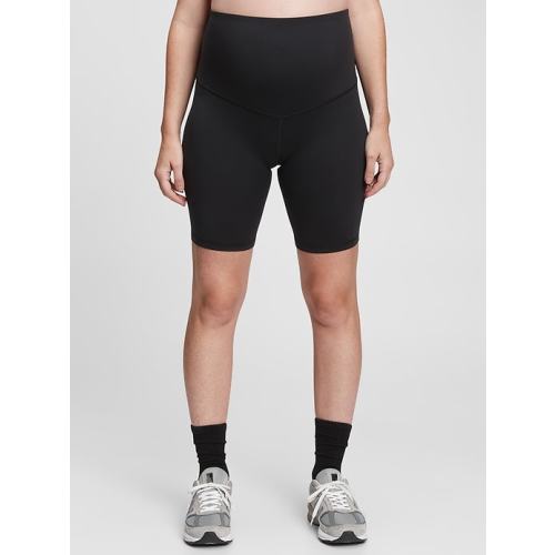 Maternity Recycled Power Full Panel Bike Shorts in true black