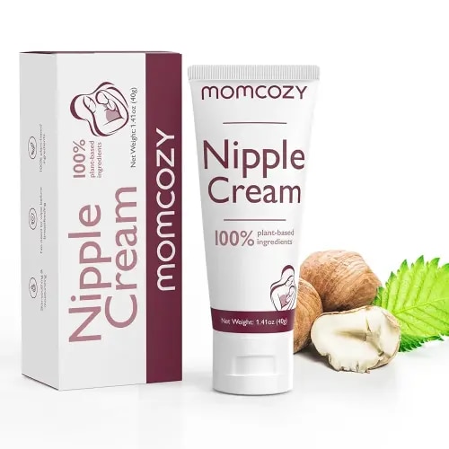 Momcozy Nipple Cream Safe for Breastfeeding, Plant-Based Ingredients, Lanolin-Free Nipple Balm, Soothing Cream, Breastfeeding Essentials for Nursing & Pumping Moms, 1.41 oz