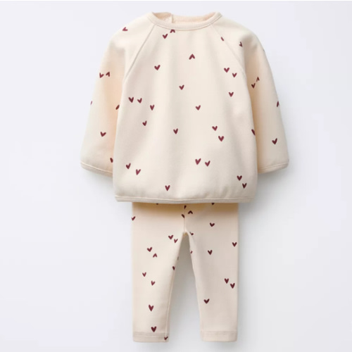 HEARTS SWEATSHIRT AND LEGGING SET - Ecru | ZARA United States