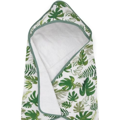 Little Unicorn Premium Infant Hooded Bath Towel| Soft & Absorbent Cotton & Terry Fabric for Newborns (Tropical Leaf)