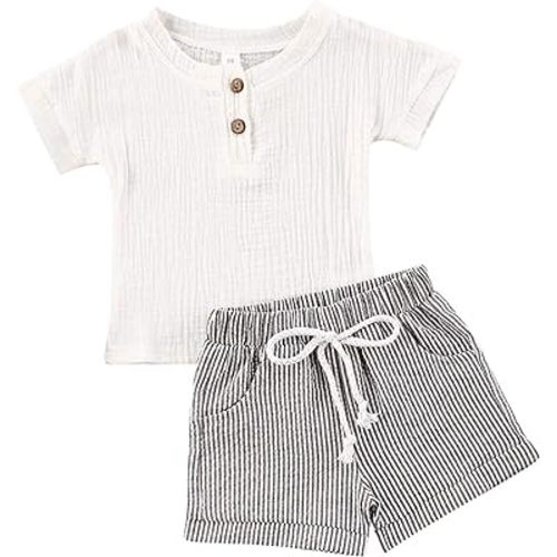 fhutpw Baby Boys 2Pcs Summer Outfits Short Sleeve T-Shirt Tops Elastic Waistband Shorts Set Toddler Clothes
