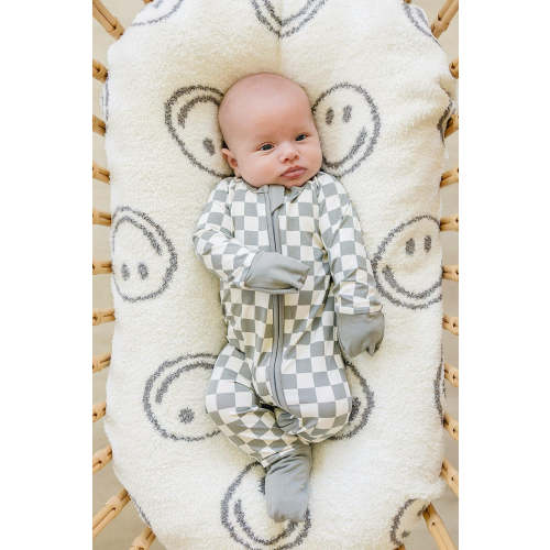 Mebie Baby  Light Green Checkered Zipper Pajama | Bamboo | Baby Essentials | Gender Neutral NB
