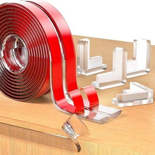 Edge Corner Protector Baby Proofing with 4 Corners Protector, Self-Adhesive Furniture Corner Guard & Edge Safety Bumpers, Table Edge Corner Protectors Covers (1.2in Wide, 32.8ft with 8 Corners)