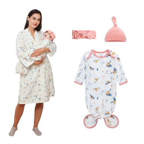Maternity Robe and Baby Knotted Gown Set, Mom and Baby Matching Outfits Hospital Girl Boy, Hospital Labor and Delivery