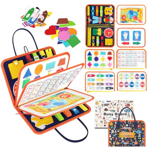 Freebear Busy Board Toddler Travel Toys Sensory Toys for Toddlers 1 2 3 4, Montessori Learning Toys for Toddlers Activities Board, Educational Toys for 3 4 Year Old Boys Girls Gift, Deluxe Classic