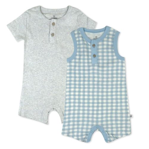 HonestBaby Short Sleeve and Tank Romper 100% Organic Cotton for Infant Baby and Toddler Boys