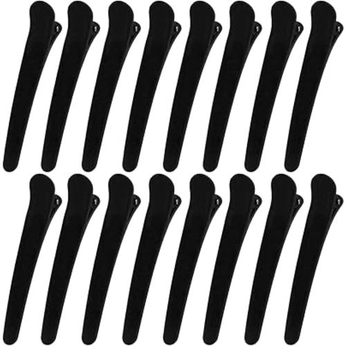 16 PCS Matte Duckbill Hair Clips for Styling Sectioning, 3.1 Inch Alligator Hair Barrettes No Crease Hair Grip Styling Clips Accessories Set for Women(Black)