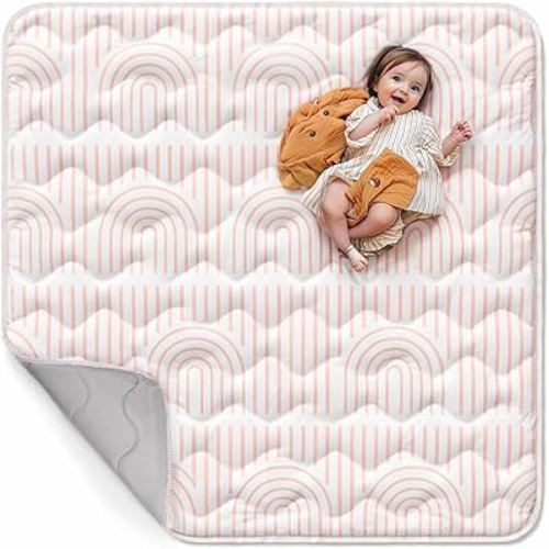 Mallify Baby Play Mat 50"x50", Non-Slip Baby Mat for Floor, Soft Thicker Playpen Mat, Portable Playmat, Crawling Mat for Infants, Babies, Toddlers, Activity Mat, Pink