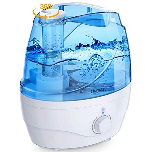 Homasy OceanMist 2.2L Humidifiers for Bedroom, 28dB Whisper-Quiet Cool Mist Humidifier, Easy to Clean Air Humidifier, Auto Shut-Off, 30H Work Time, Blue